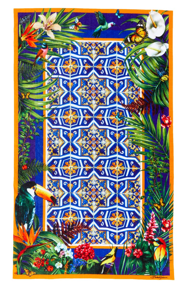 Dolce&Gabbana Tile Print Beach Towel, Main, color,