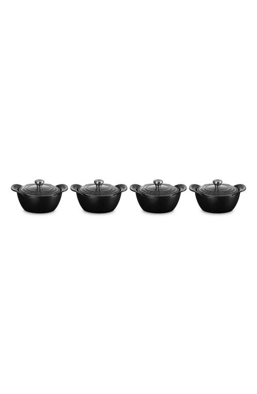 Le Creuset Gourmand Set Of 4 1/3-quart Enamel Cast Iron Cocotte With Lid In Matte Black