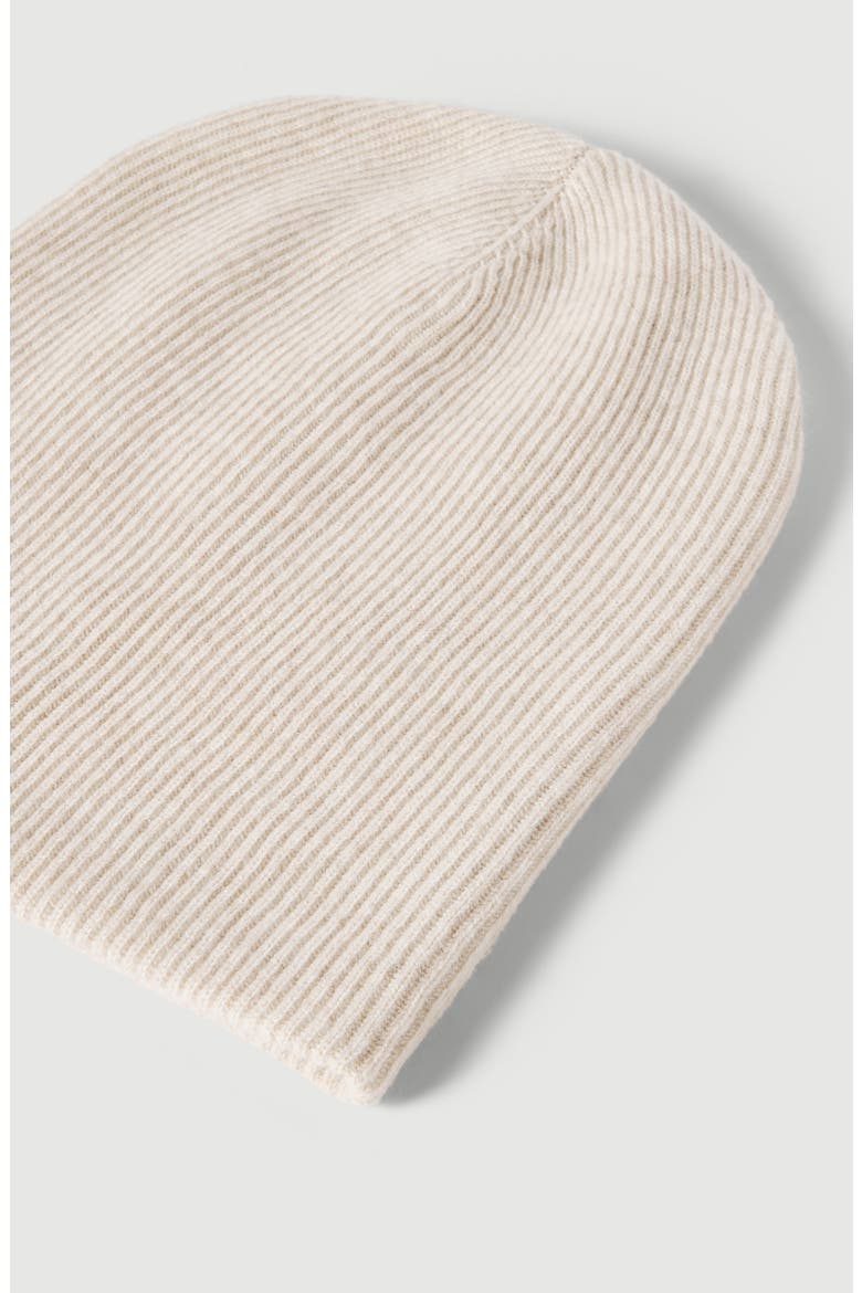 Cashmere English rib knit beanie, Alternate, color, Oyster