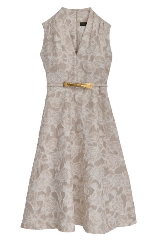 Donna Karan New York Floral Sleeveless Flare Dress In Neutral