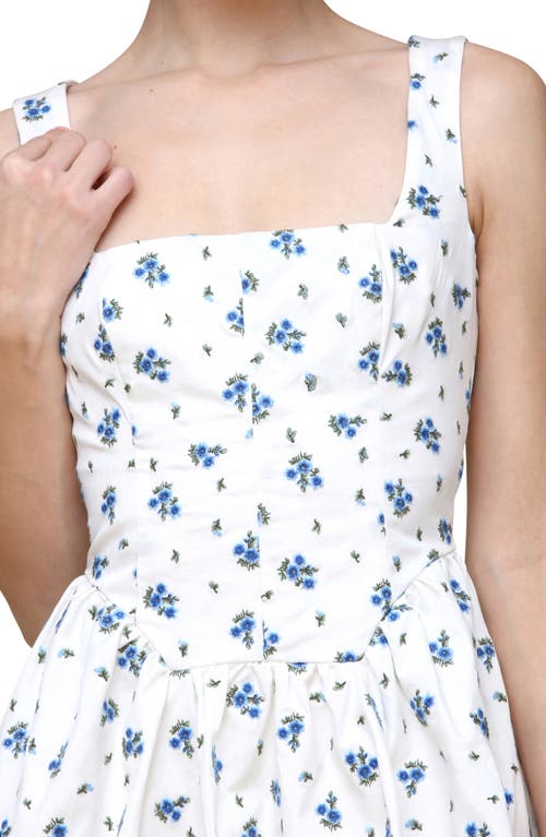 Avec Les Filles Floral Corset Skater Minidress In Embroidered Scattere