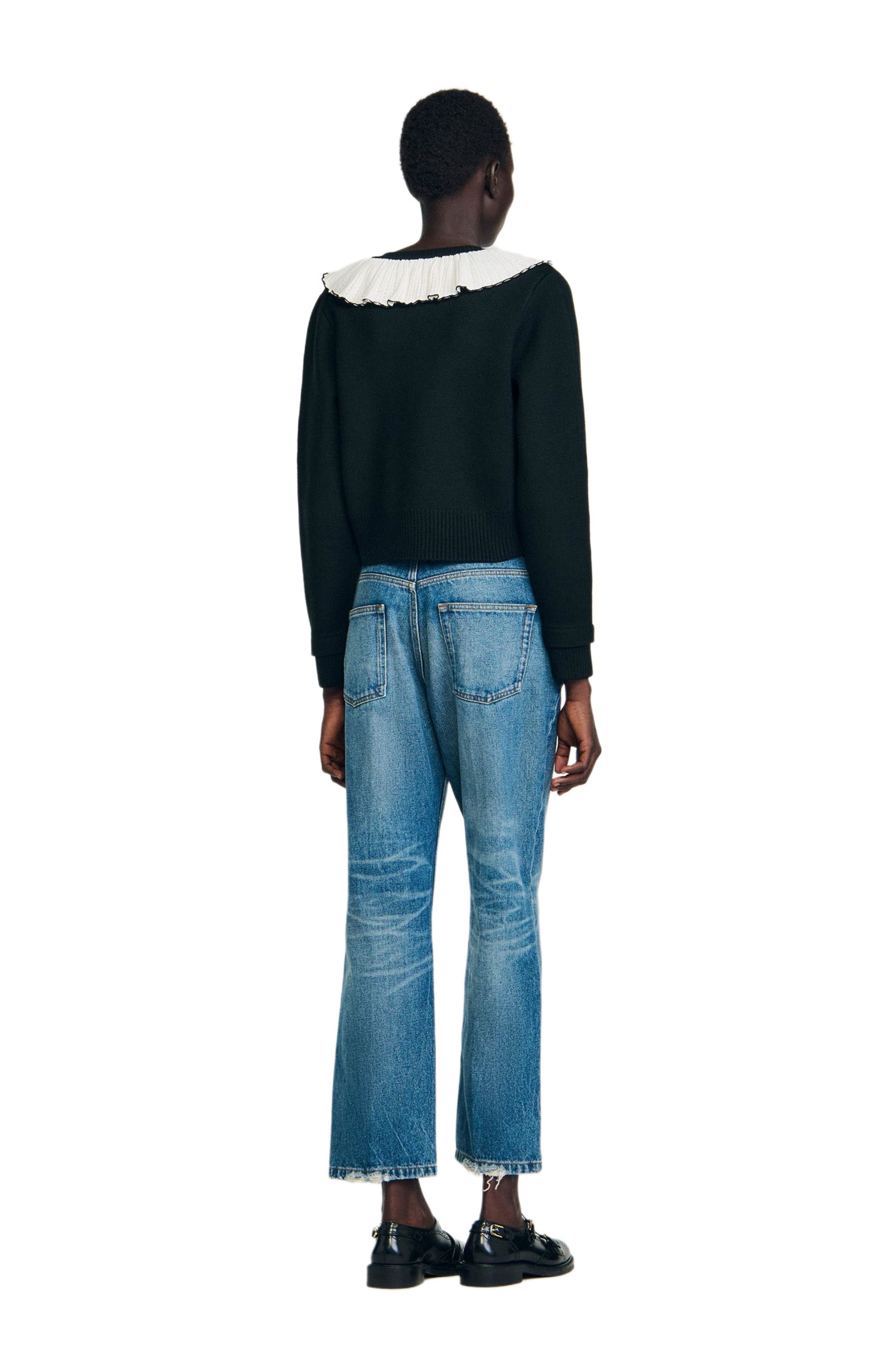 Cardigan with contrast collar - image 2
