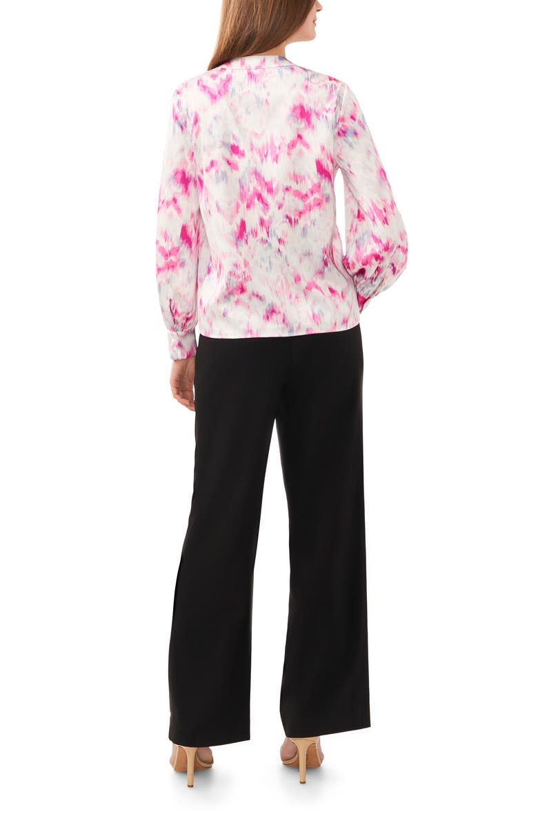 Halogen<sup>®</sup> Collarless Satin Button-Up Shirt, Alternate, color, Magenta Pink/ Multi