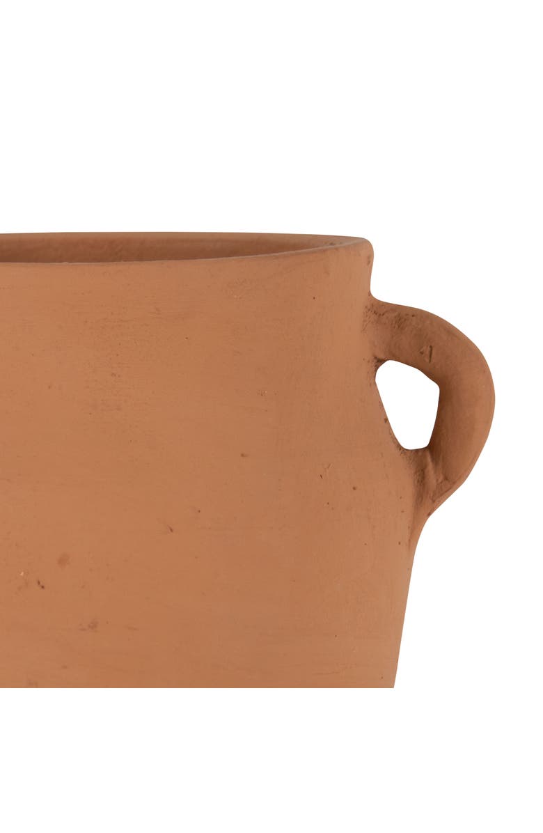 Foreside Home and Garden Natural Handthrown Terracotta Vase with Handles, Alternate, color, Brown