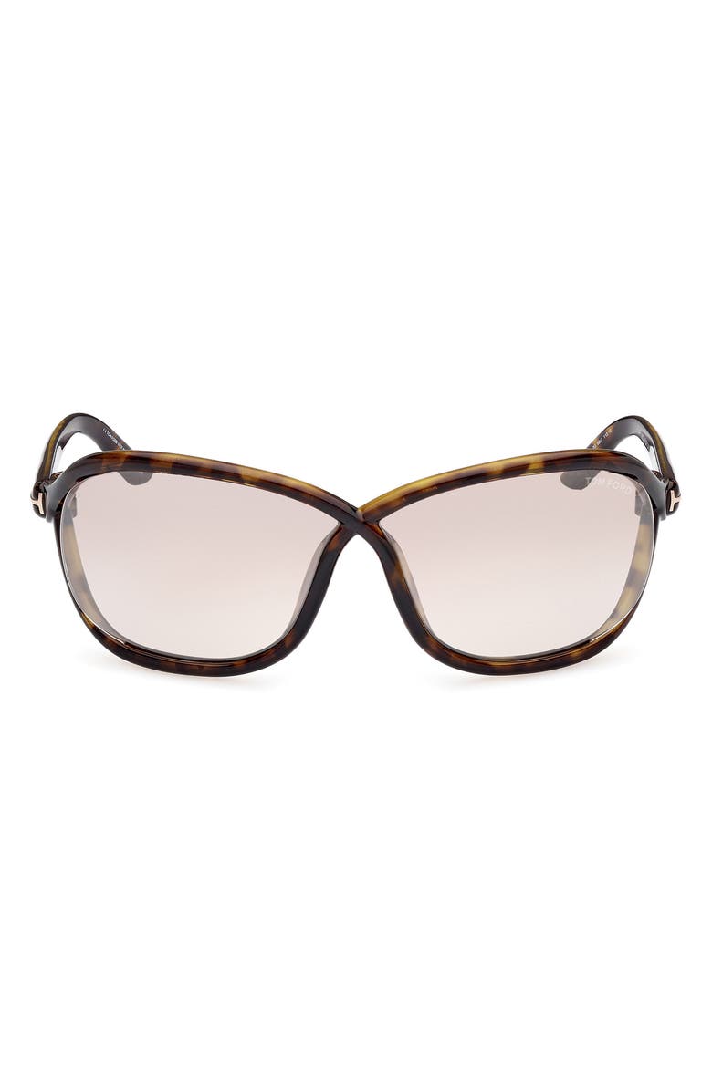 TOM FORD Fernanda 68mm Oversize Butterfly Sunglasses, Main, color, Dark Havana / Brown Mirror