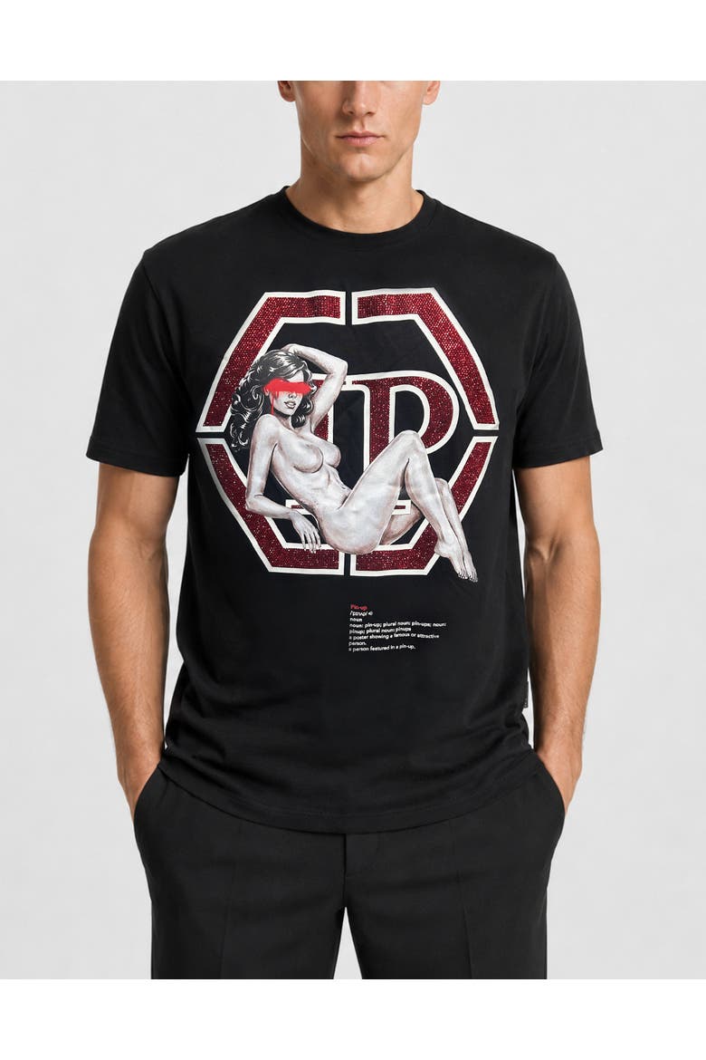Jersey T-Shirt Plein Pin Up Hexagon Men, Main, color, black
