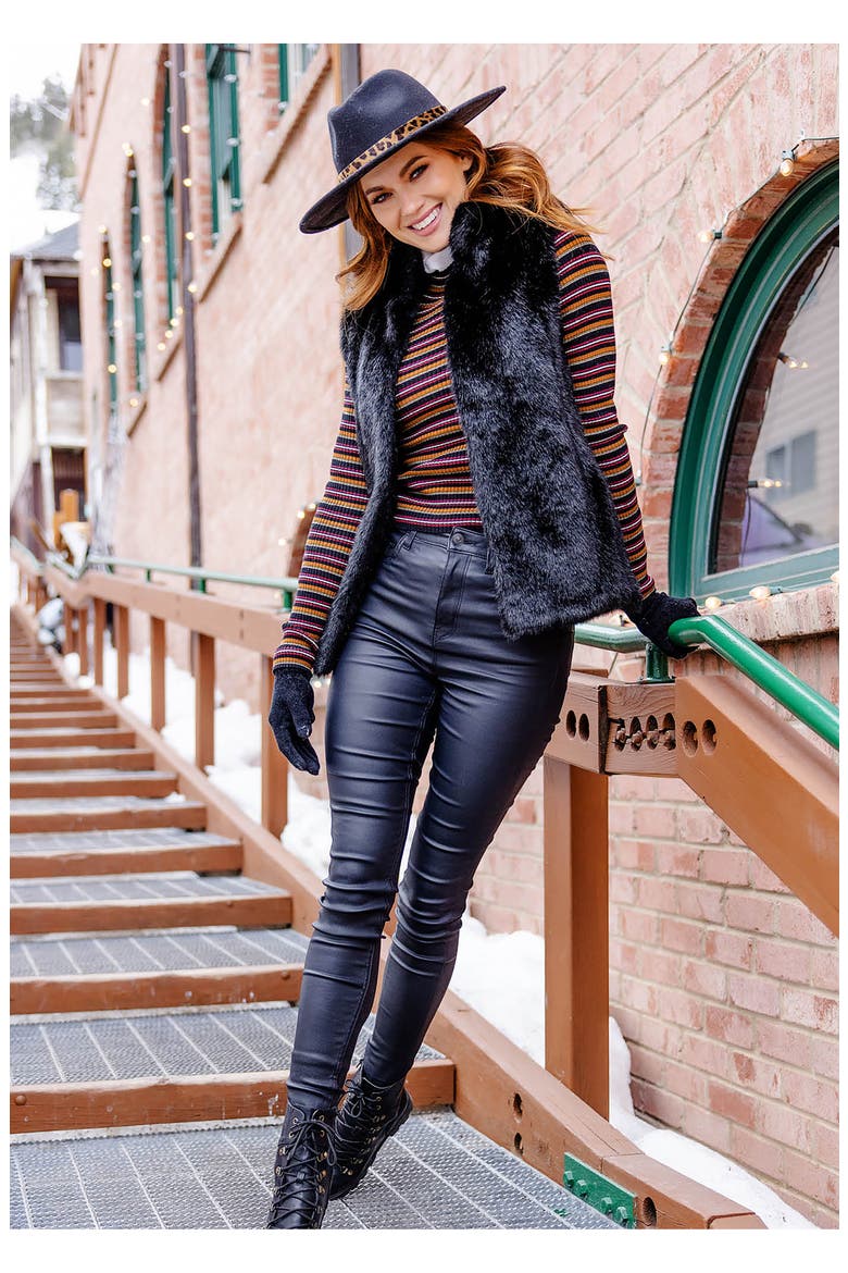 Signature Series Hook Faux Fur Vest, Alternate, color, BLAMINK