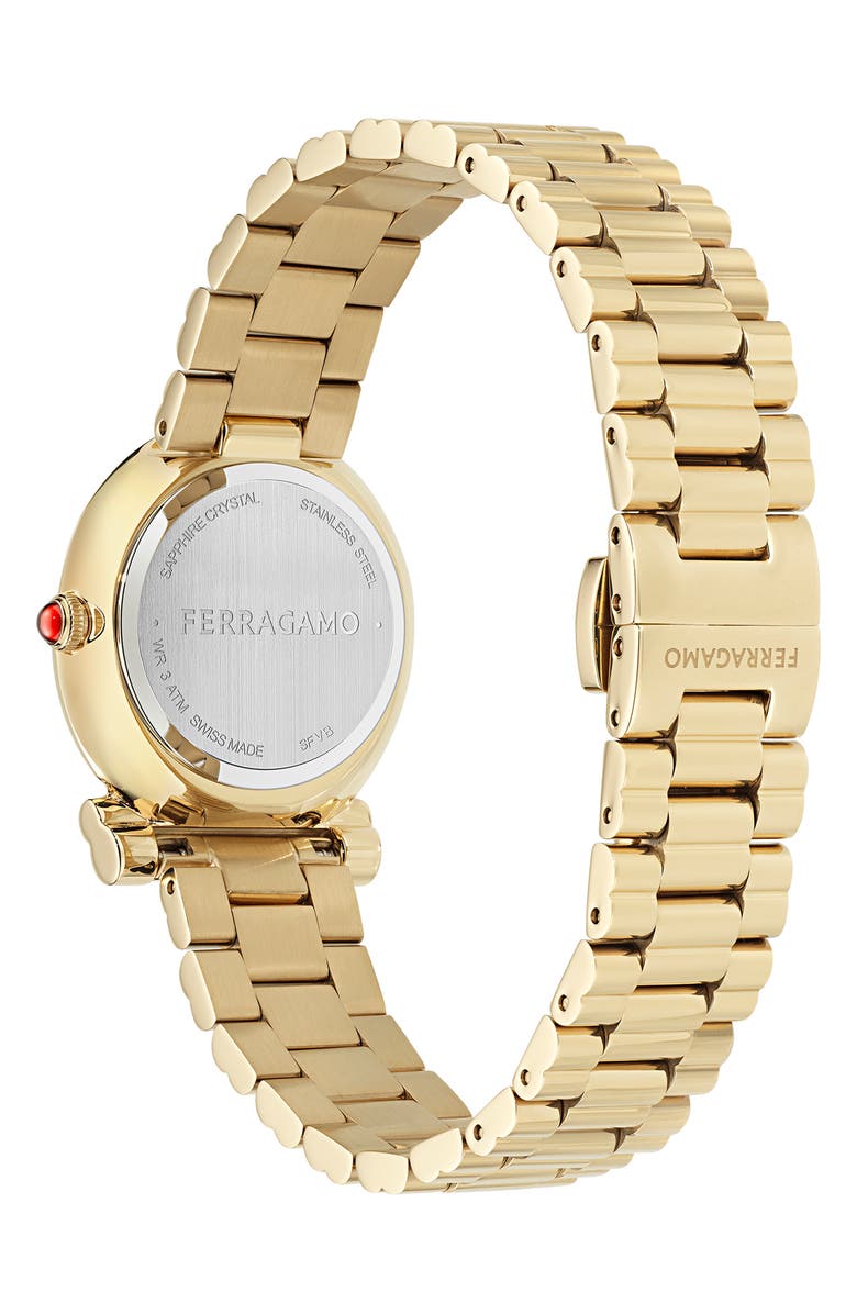 FERRAGAMO Gancini Twisted Bracelet Watch, 28mm, Alternate, color, Ip Yellow Gold
