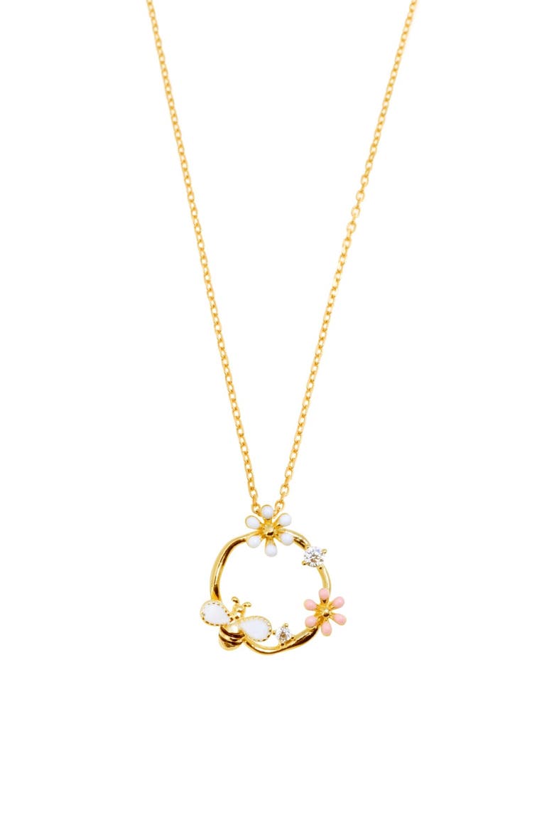 Bee Necklace, Main, color, Silver Gold Plated
