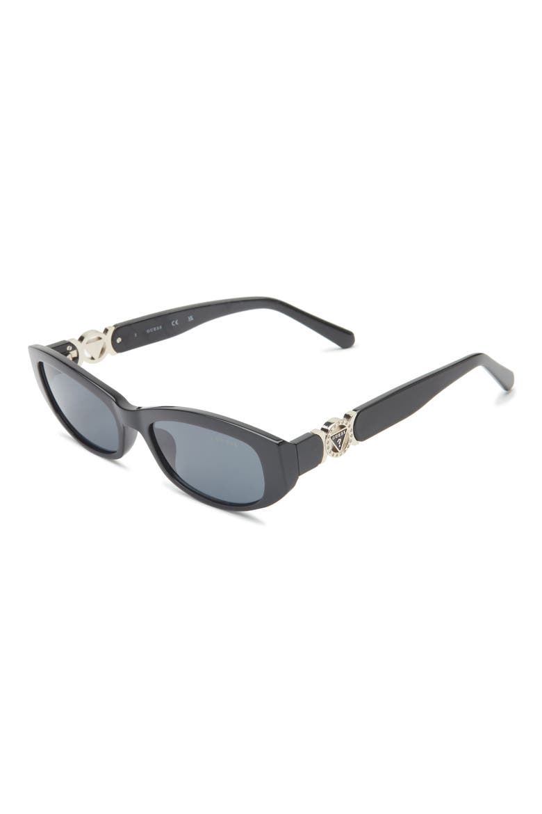 54mm Oval Sunglasses, Alternate, color, SHINY BLACK / SMOKE