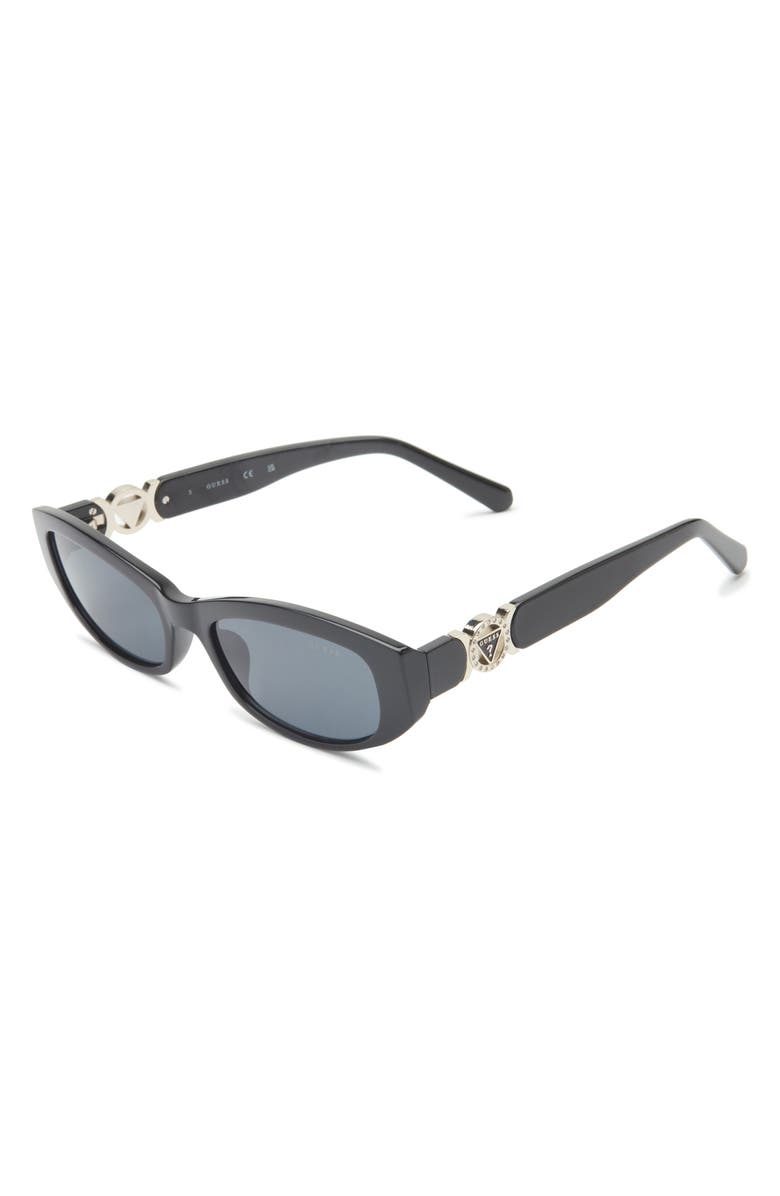 GUESS 54mm Oval Sunglasses, Alternate, color, Shiny Black / Smoke