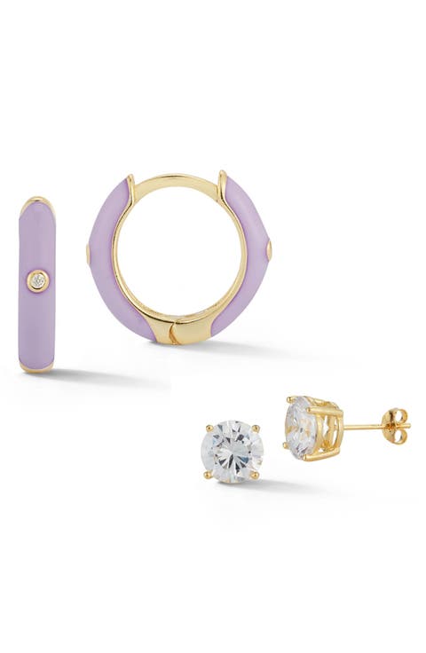 Set of 2 Stud & Hoop Earrings