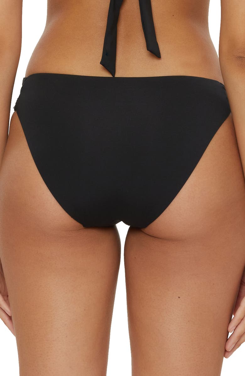 Becca Colette American Crochet Trim Bikini Bottoms, Alternate, color, Black