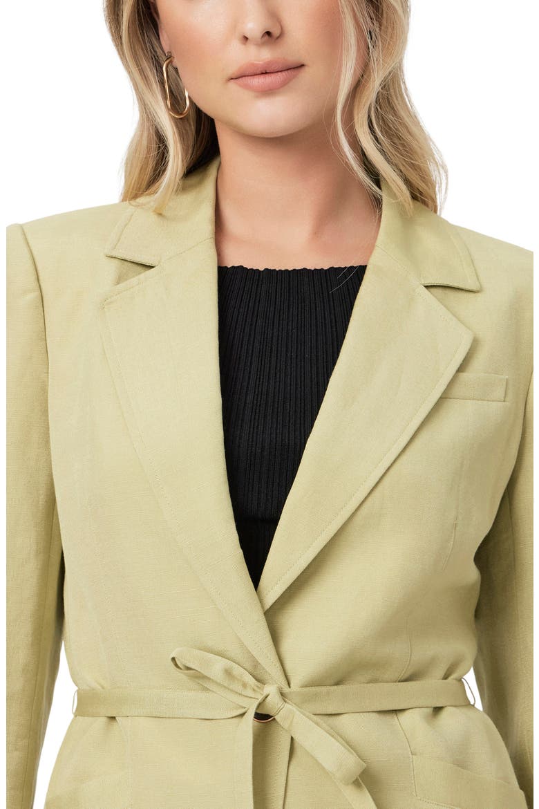 Genova Tie Waist Linen Blend Blazer, Alternate, color, PALEOLIVE