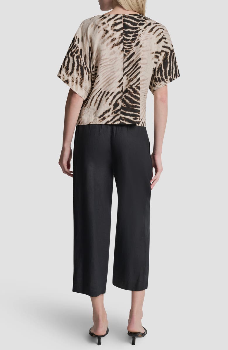 DKNY Pattern Boxy Linen Top, Alternate, color, Brushed Sandbed