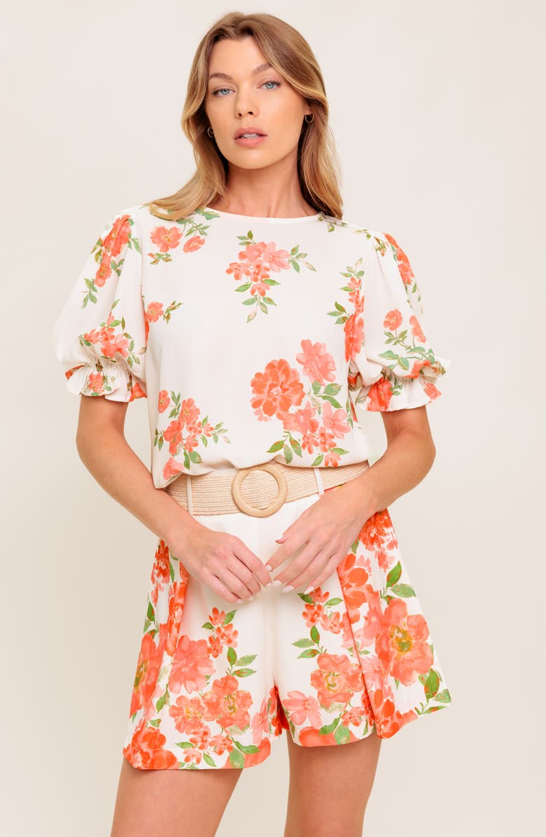 FLYING TOMATO Short Sleeve Woven Top, Alternate, color, Ivory