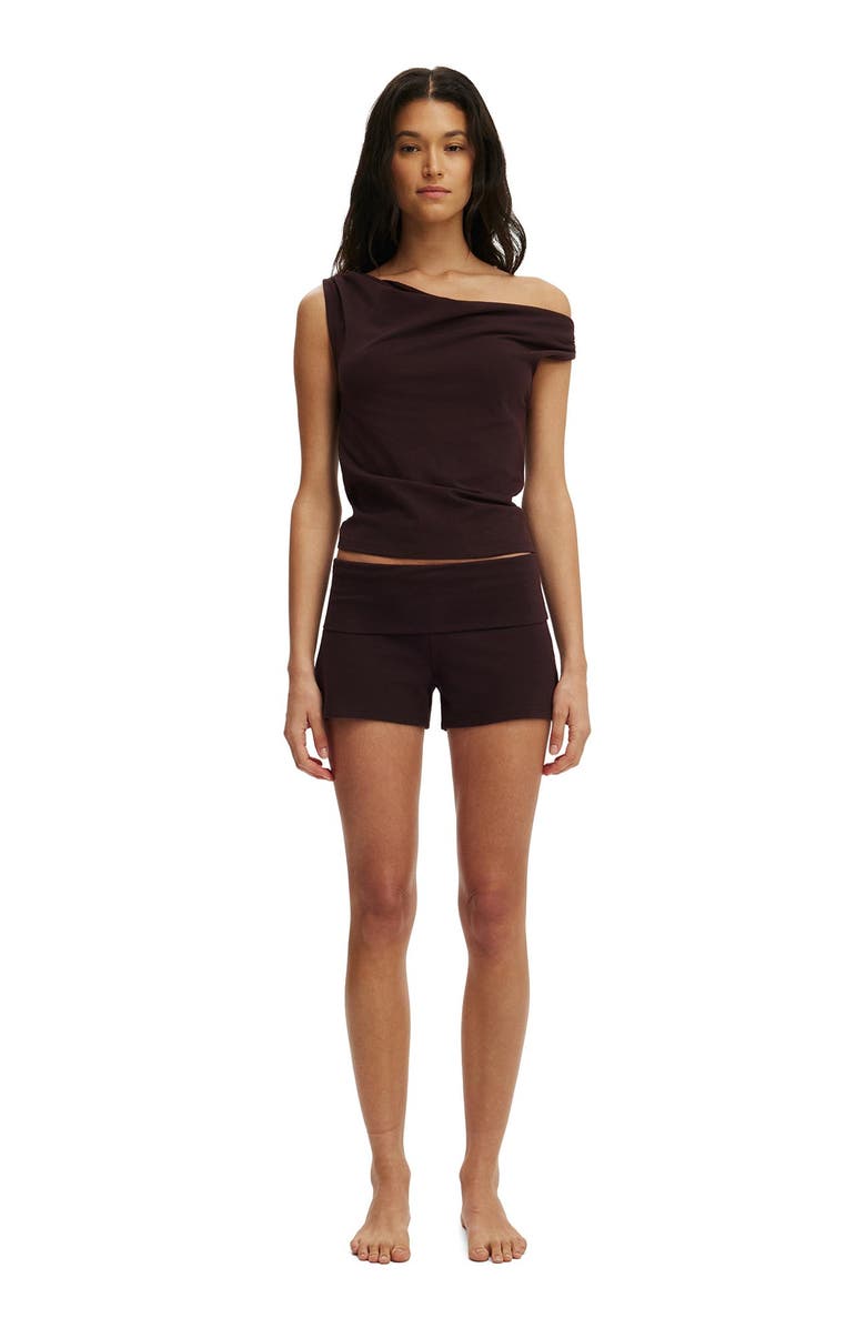 COTTON ON BODY Women's Dreamy Soft Roll Waist Short, Alternate, color, Chocolate Plum