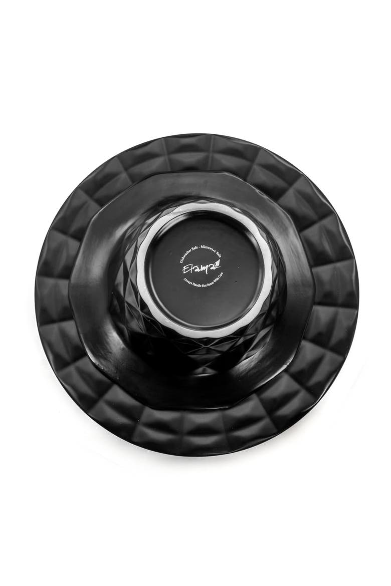 Retro Chic 16-Piece Glazed Dinnerware Set, Alternate, color, Black
