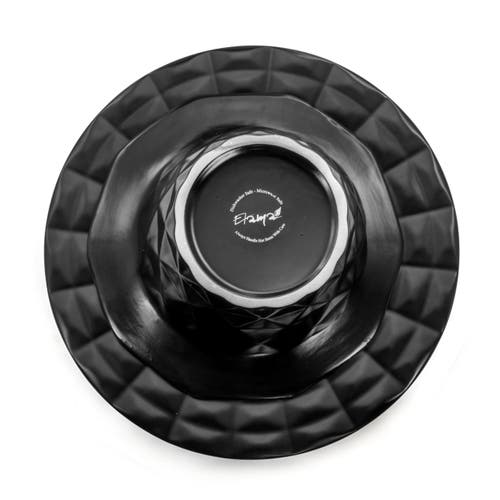 Elama Retro Chic 16-piece Glazed Dinnerware Set In Black