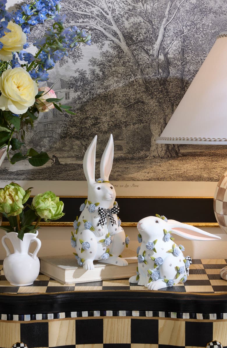 MACKENZIE CHILDS Patience Brewster Periwinkle Peony Rabbit, Alternate, color, White