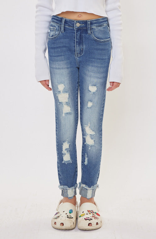 Kancan Kids'  Cole High Rise Ankle Skinny Jeans In Blue