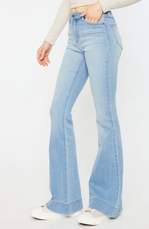 Kancan Roxanne High Rise Flare Jeans In Light Wash