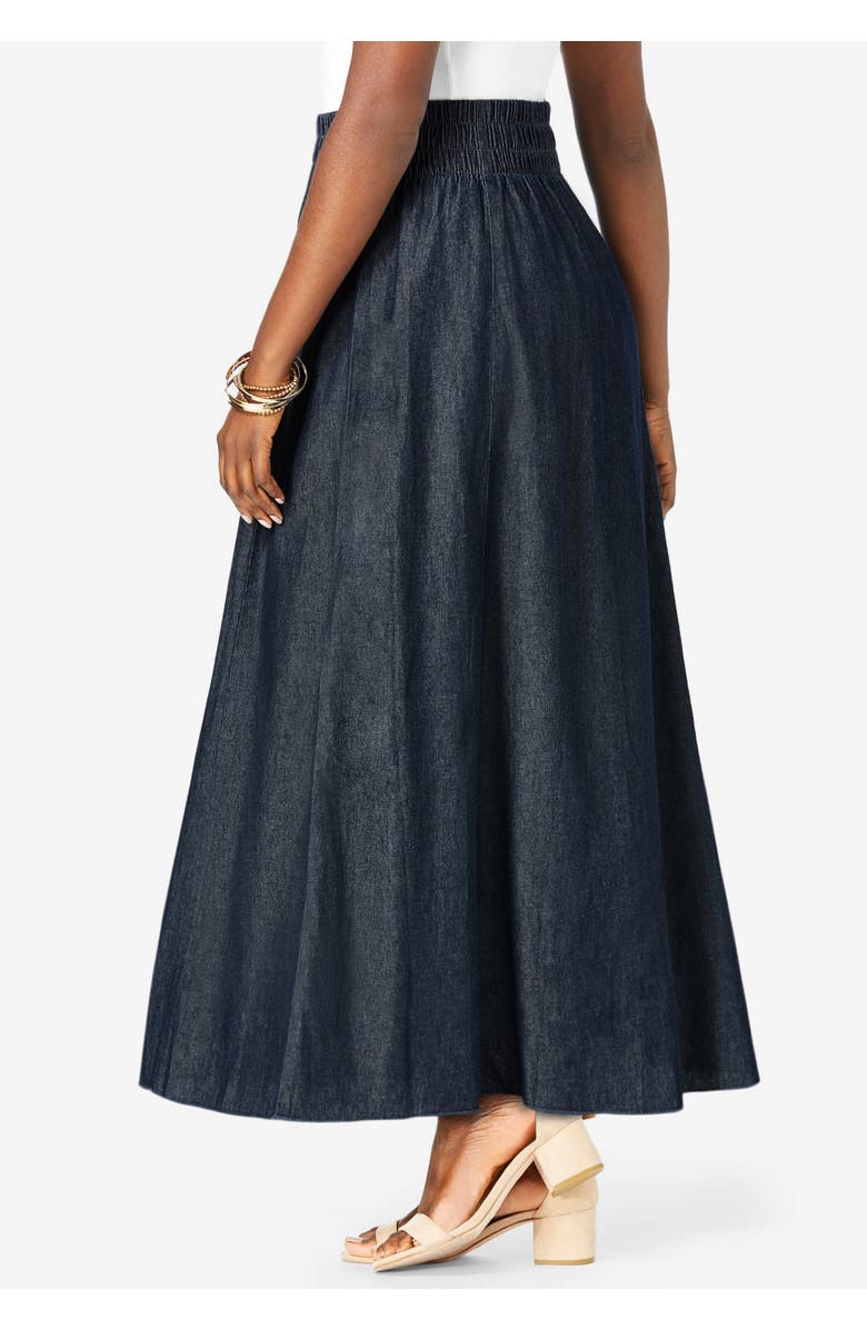 Jessica London Chambray Maxi Skirt, Alternate, color, Indigo