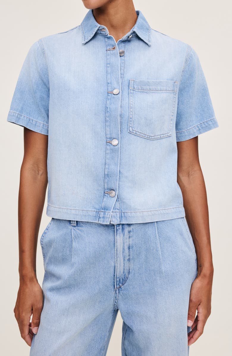 DL1961 Montauk Crop Denim Button-Up Shirt, Main, color, 