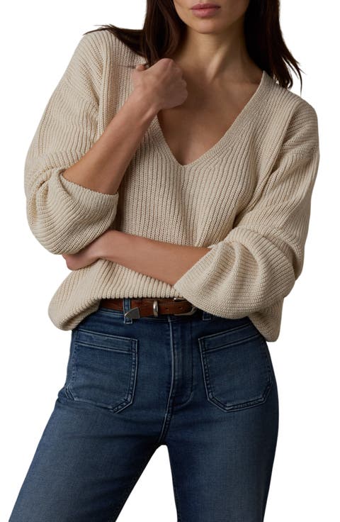 Miramar Stripe Deep V-Neck Sweater