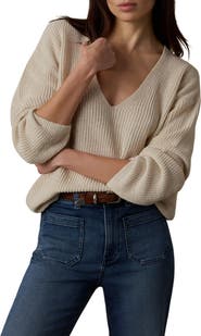 Faherty Miramar Stripe Deep V-Neck Sweater