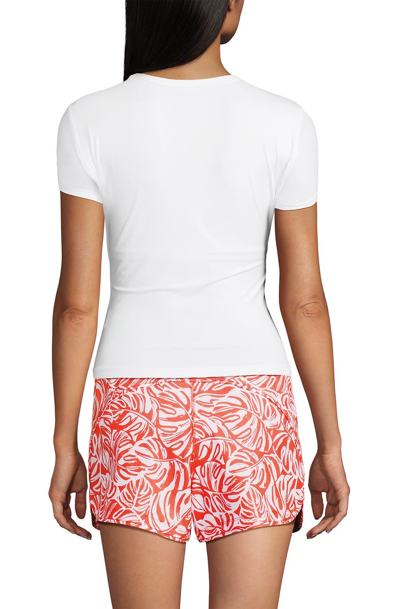 Lands' End Cap Sleeve Fitted with Built in Bra UPF 50 Rash Guard, Alternate, color, White