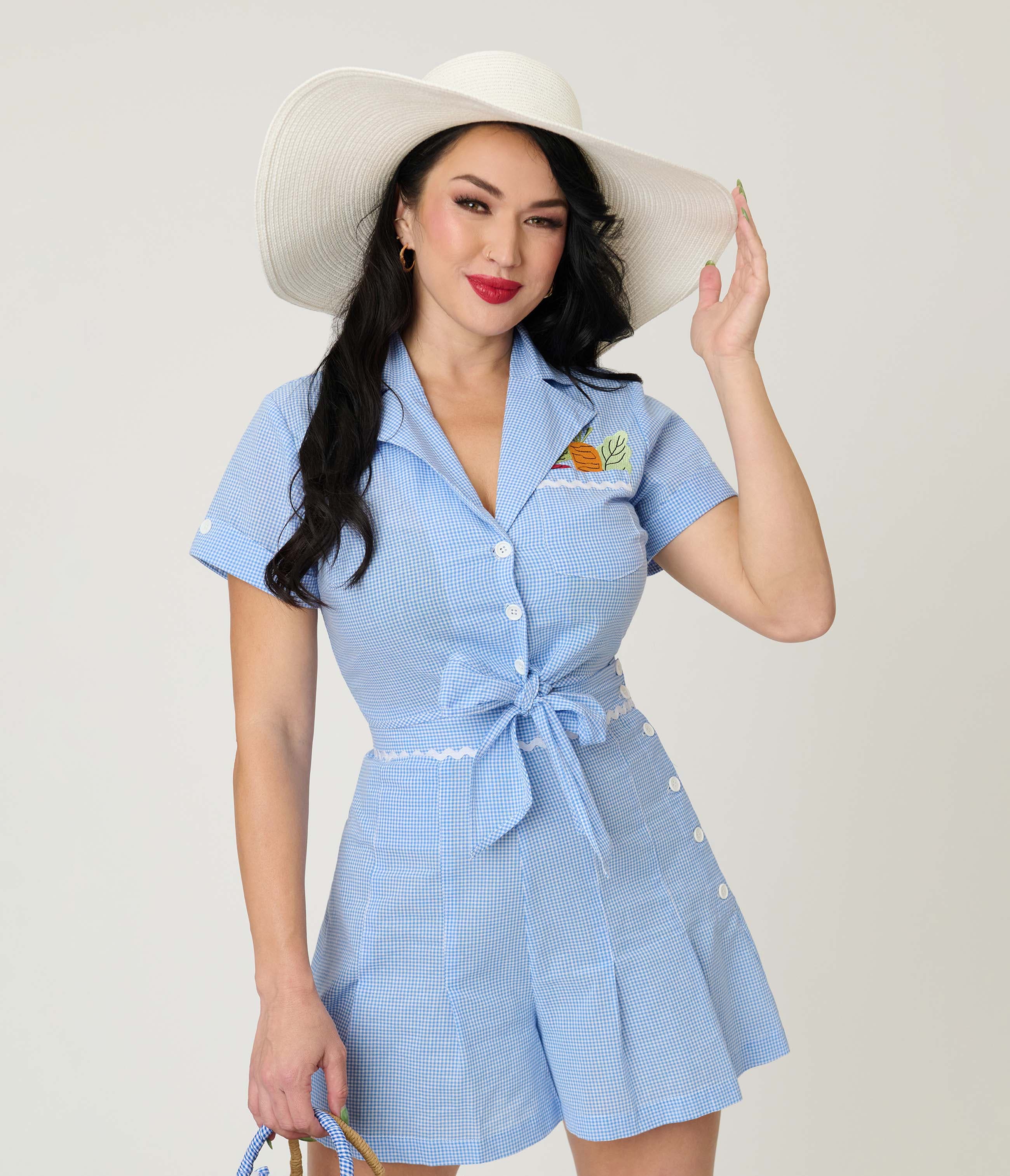 selected Blue Gingham W/ Embroidery