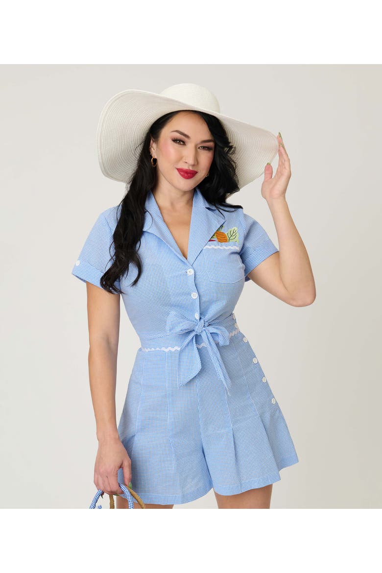 Shirley Crop Top, Main, color, Blue Gingham W/ Embroidery