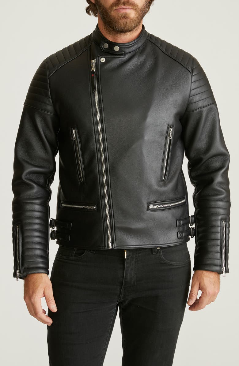 Robert Graham Faux Leather Moto Jacket, Main, color, Black
