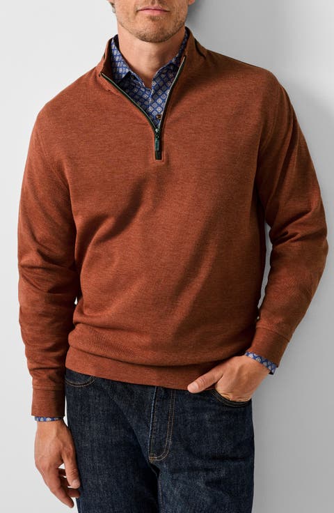 Smythson Cotton Blend Quarter Zip Sweater