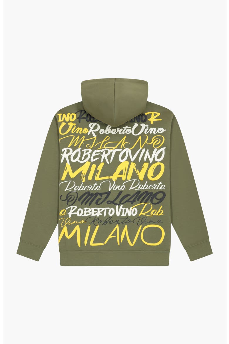 Big Writing Premium Blend Hoodie, Alternate, color, Olive Green