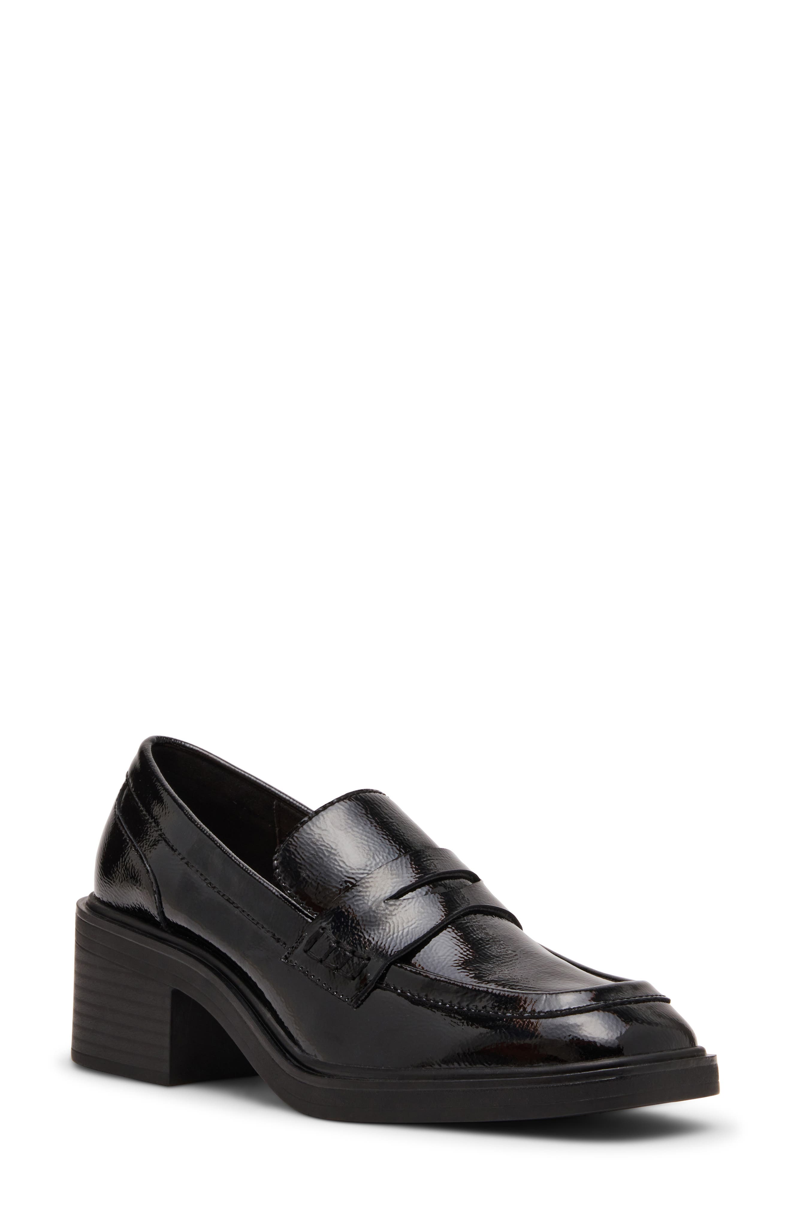 Bruna Leather Penny Loafer, Main, color, BLACK LEATHER
