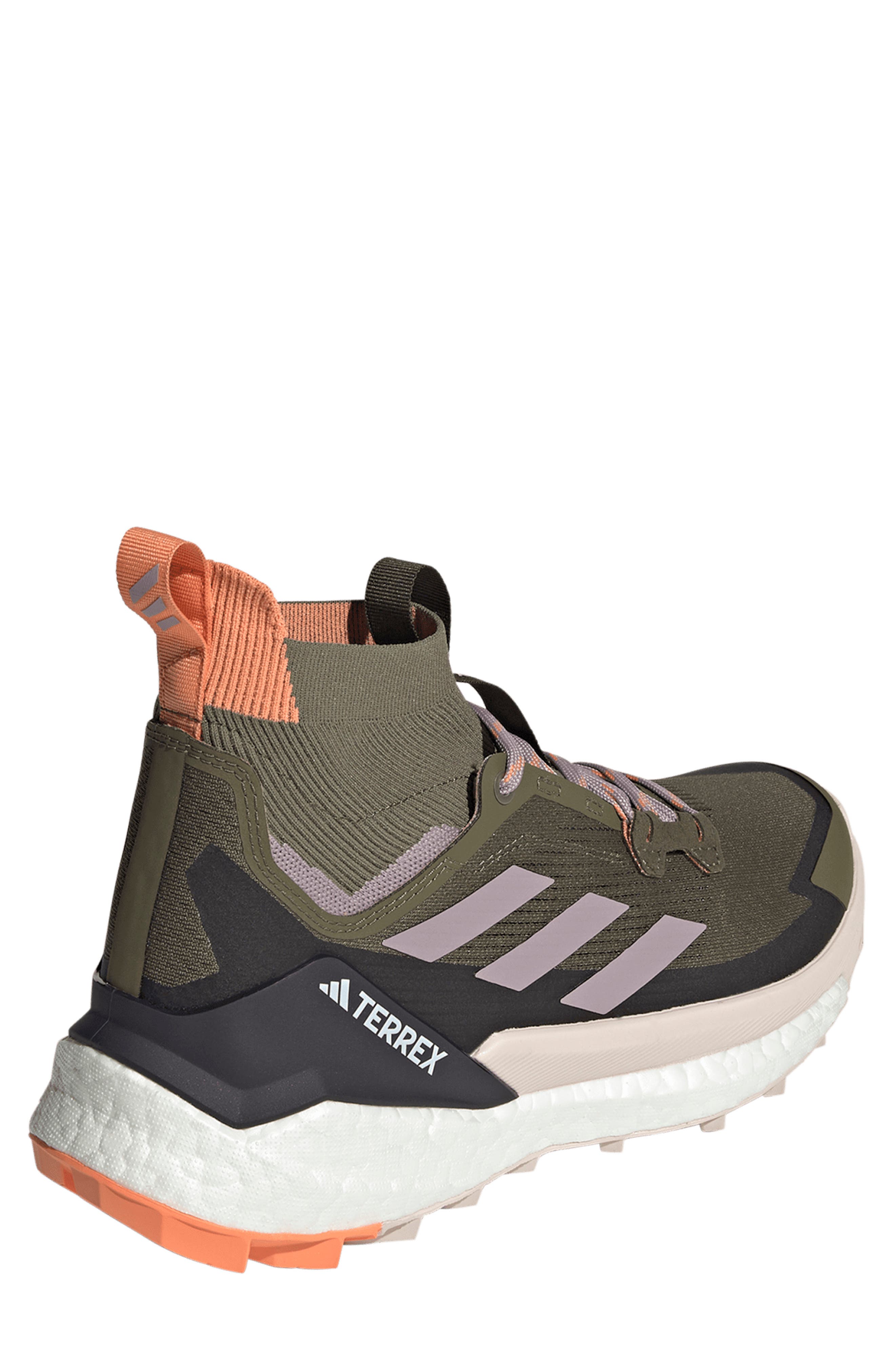 Terrex Free Hiker 2.0 Mid Gore-Tex® Waterproof Hiking Shoe, Alternate, color, OLIVE/FIG/AMBER TINT