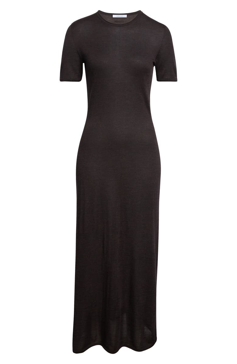 FERRAGAMO Straight Cut Sheer Cashmere, Wool & Silk Maxi T-Shirt Dress, Alternate, color, Dark Expresso Mel