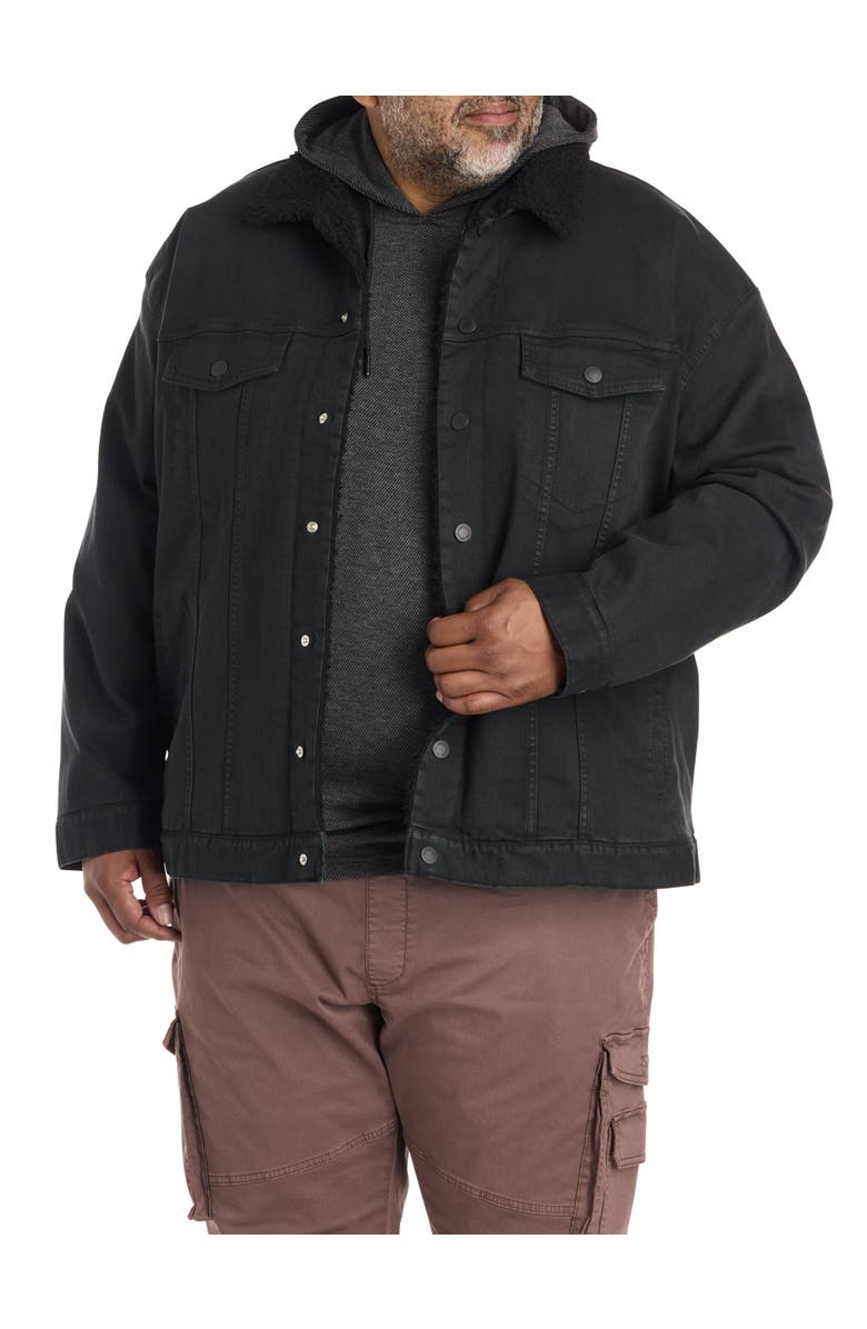 True Nation by DXL Big & Tall Black Denim Jacket, Main, color, Cozy Nights