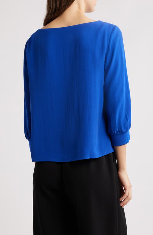 Eileen Fisher Bateau Neck Silk Top In Lapis
