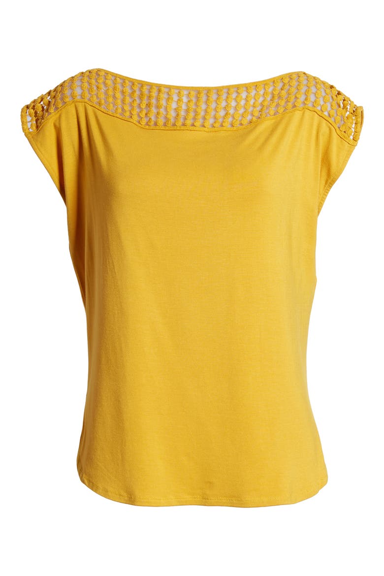 Crochet Yoke Top, Alternate, color, SUNFLOWER