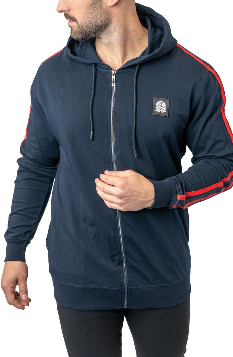 Maceoo Leo Hooded Zip-Up Sweatshirt, Alternate, color, Blue