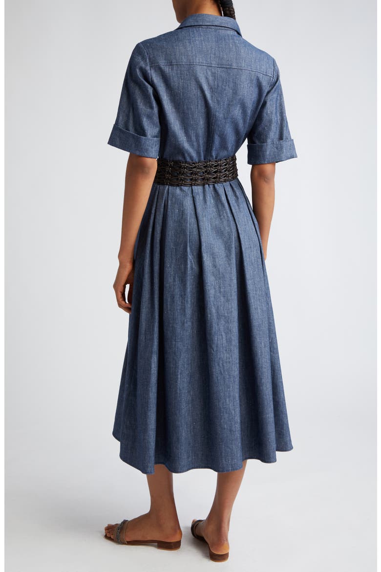 Linen Blend Shirtdress, Alternate, color, BLUE