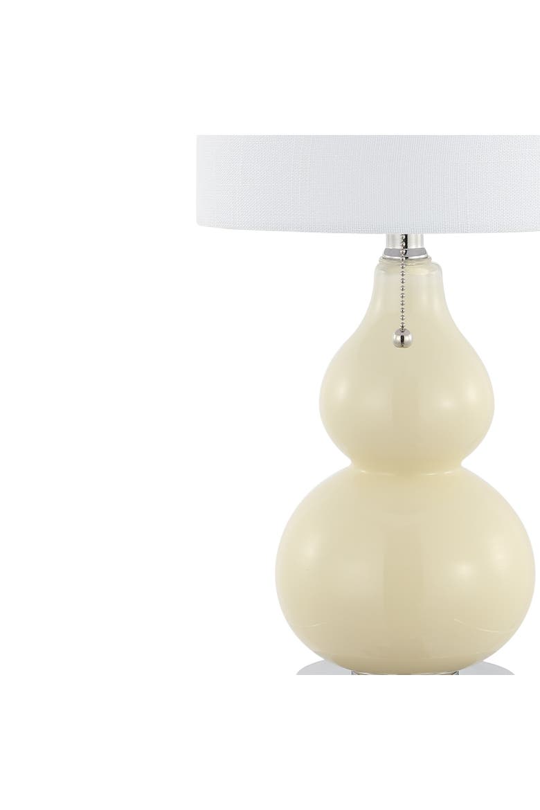 Cora 22" Classic Vintage Glass LED Table Lamp with USB Charging Port, Alternate, color, Cream