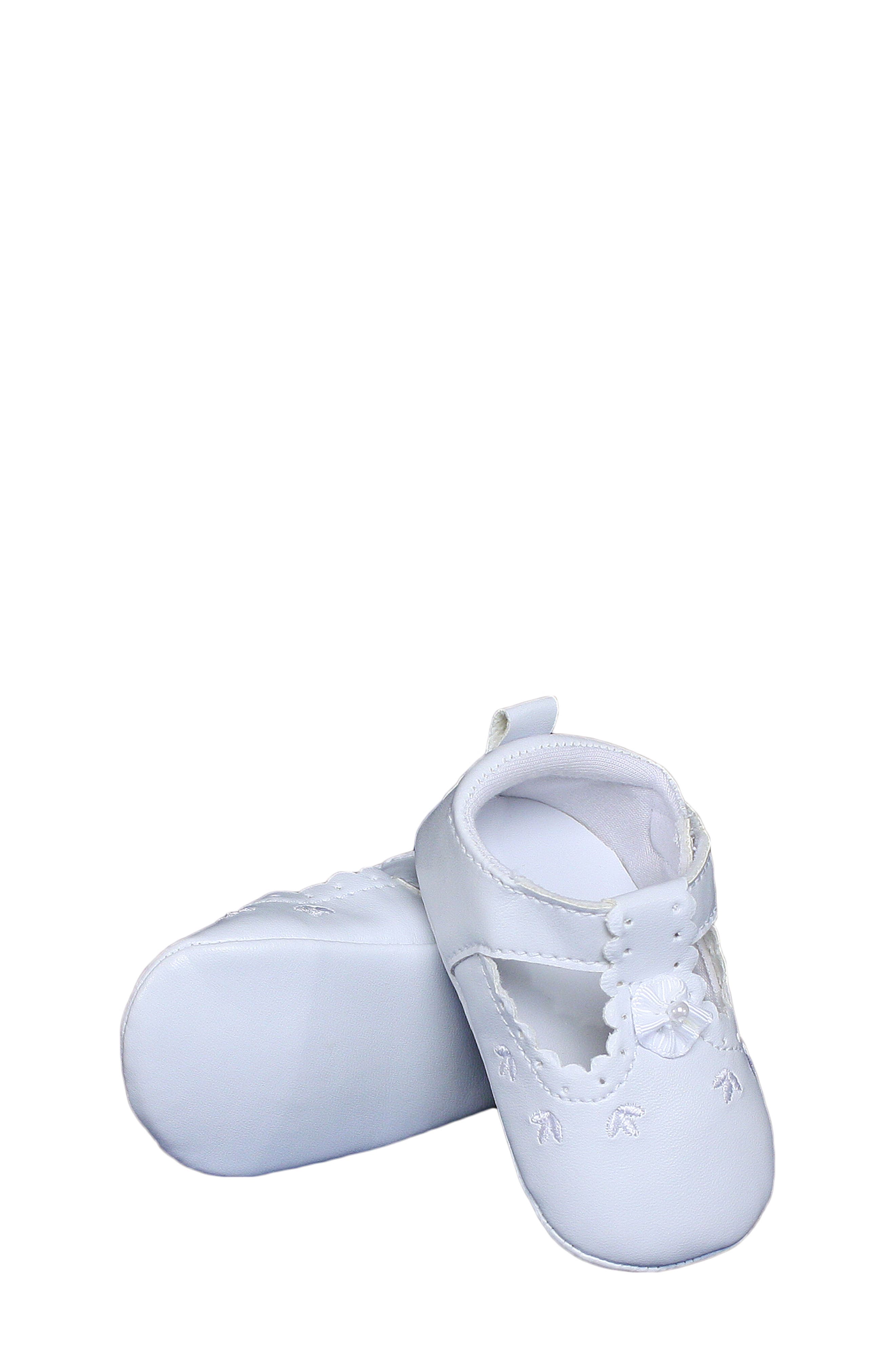 Little Things Mean a Lot Mary Jane Crib Shoe, Alternate, color, White