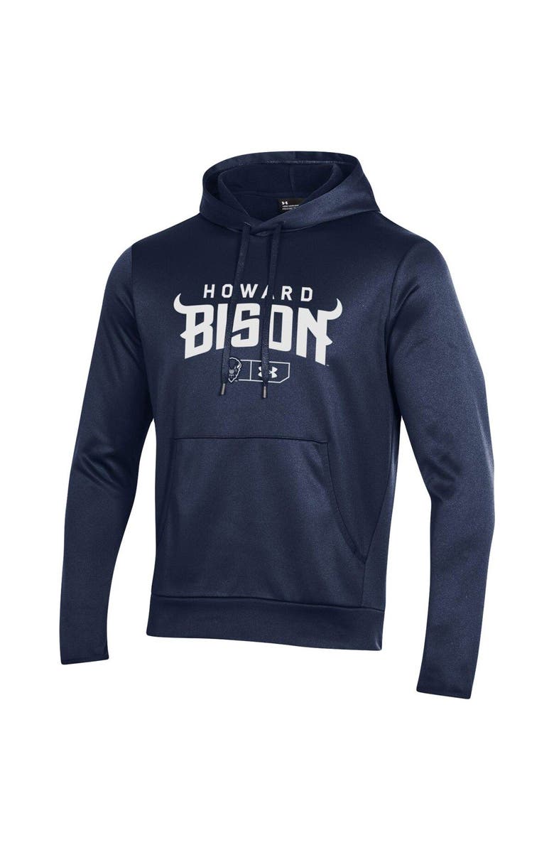 Under Armour Men's Under Armour Navy Howard Bison Logo Lockup Fleece Performance Pullover Hoodie, Alternate, color, 