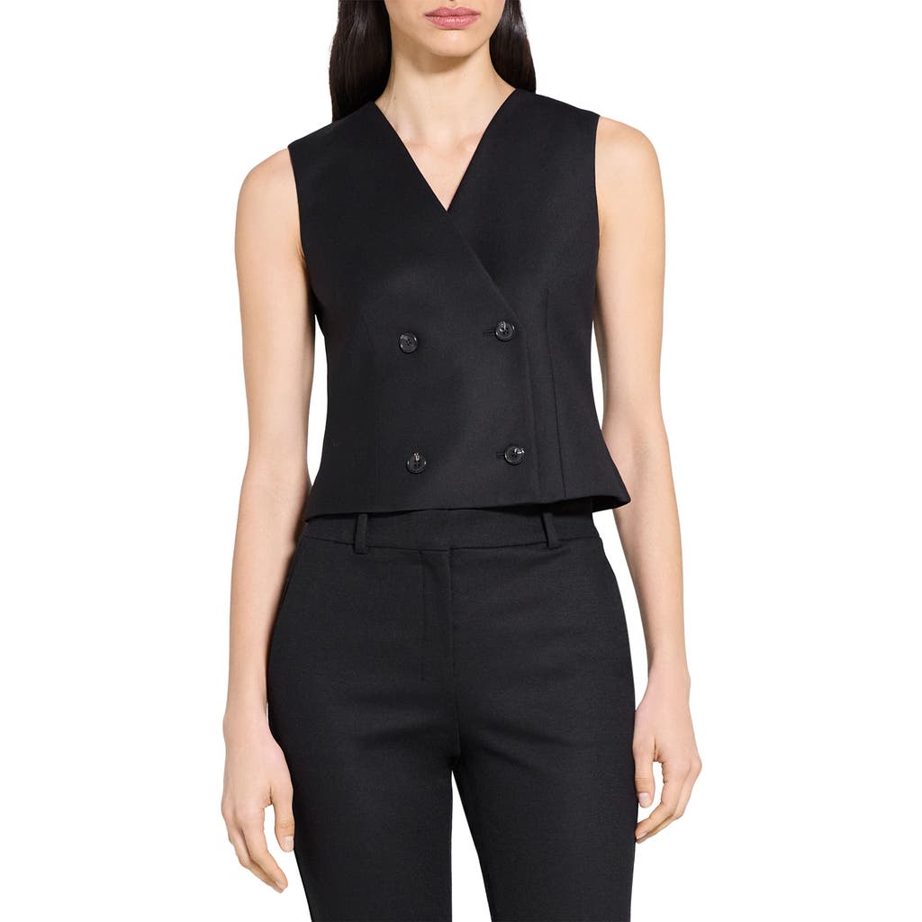Theory Double Breasted Wool Vest In Multi