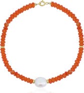 The Lovery Fine Jewelry Carnelian Bead Pearl Bracelet