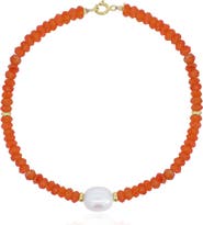 The Lovery Fine Jewelry Carnelian Bead Pearl Bracelet